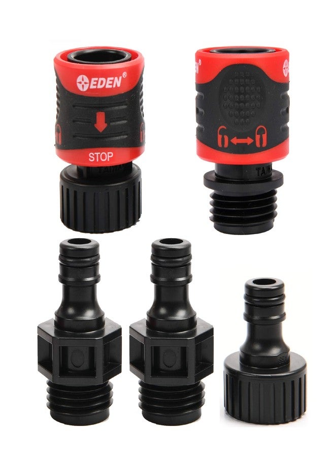 Eden 95210 Premium Garden Hose Fitting Quick Connect with Water Stop & Lock Feature, 5 pc Set - Image 1