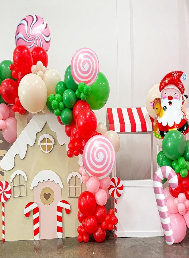 Sowide Christmas Balloon Arch Kit, Hot Pink Red Green Metallic Gold Balloons with Snowflake Santa Claus Lollipop Crutch Candy Long Balloons for Christmas Party Xmas Eve Decorations New Year Holiday Supplies - Image 4