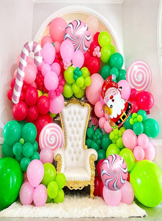 Sowide Christmas Balloon Arch Kit, Hot Pink Red Green Metallic Gold Balloons with Snowflake Santa Claus Lollipop Crutch Candy Long Balloons for Christmas Party Xmas Eve Decorations New Year Holiday Supplies - Image 5
