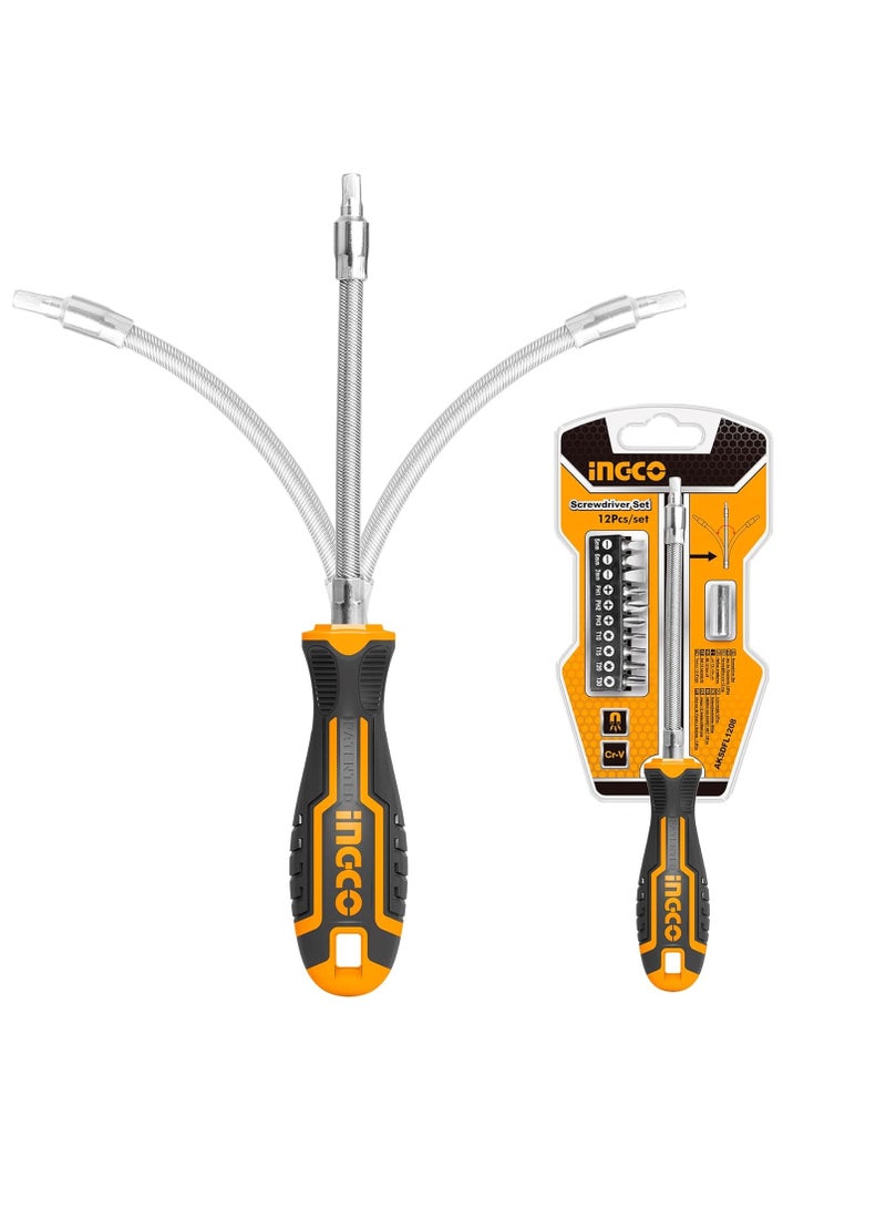 إنجكو مجموعة مفكات مرنة من INGCO، 12 قطعة - موديل AKSDFL1208 - Image 5