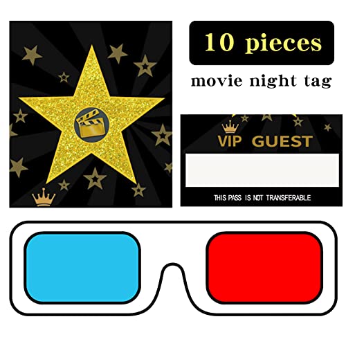 DLUGOPIS 10 Pieces Movie Theater Party Favors Hollywood VIP Pass Red Carpet Birthday Party Event VIP Pass Birthday Invitation - Image 4