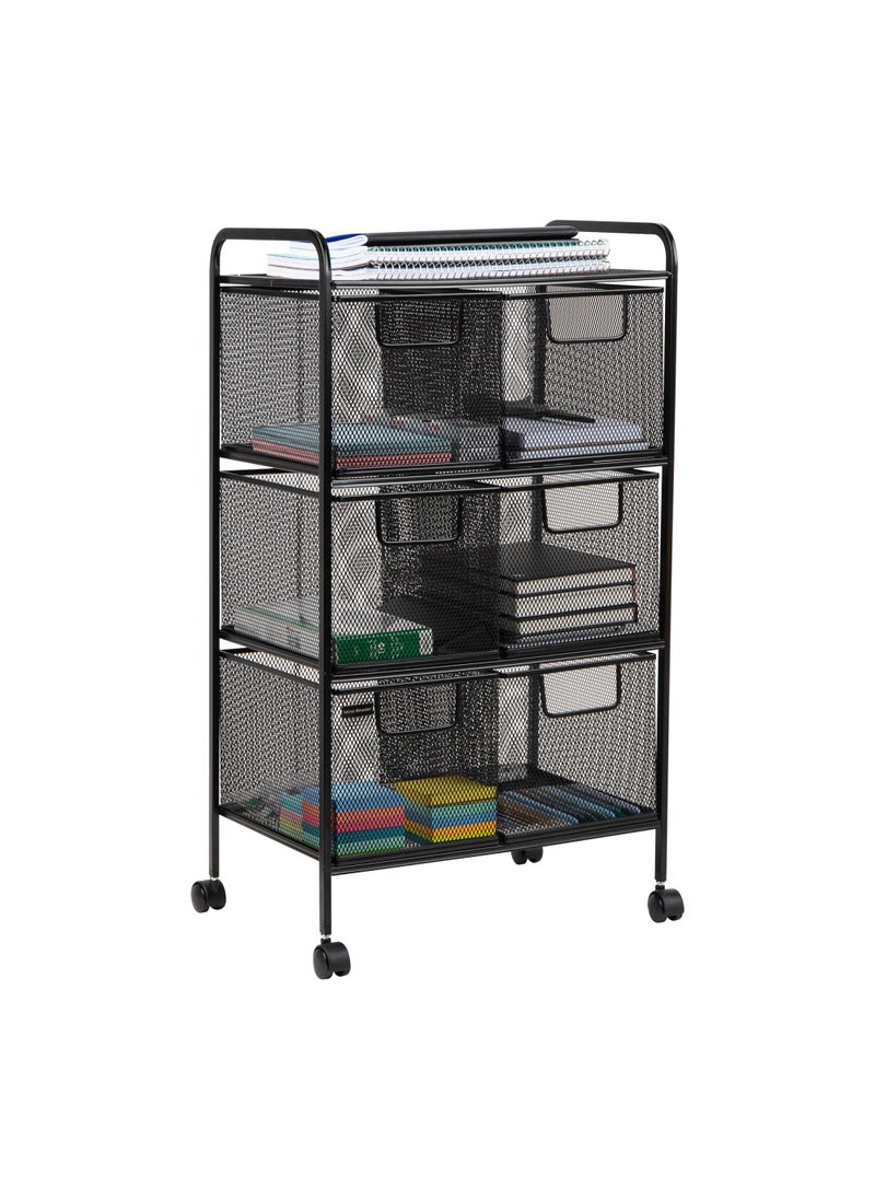 Mind Reader Mind Reader Cart with Drawers Office Organizer Utility Cart Bathroom Kitchen Metal Mesh 16L x 11W x 29H Black 