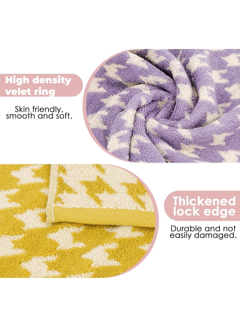 3-pack combed cotton towels, printed with a houndstooth pattern, thickened and absorbent to prevent hair and color loss, household face towel set - Image 3