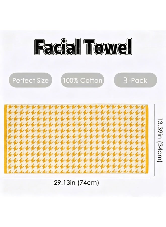 3-pack combed cotton towels, printed with a houndstooth pattern, thickened and absorbent to prevent hair and color loss, household face towel set - Image 2