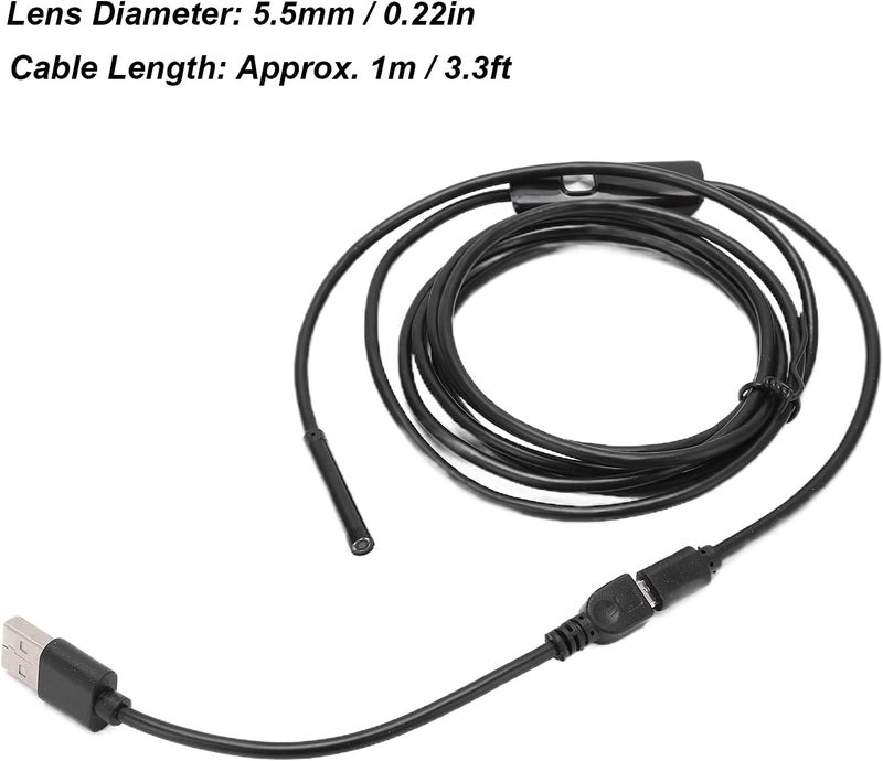 Wal front AN97-5.5 Endoscope Industrial Endoscope Camera with USB Port 5.5mm Lens IP67 70° Viewing Angle 1/9 Inch Sensor for Industrial Inspection((1M)) - Image 3