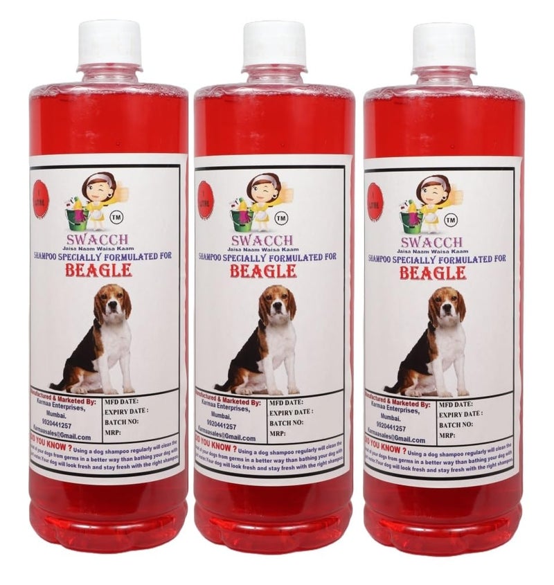 swacch Shampoo | Puppy Safe Shampoo | Beagle Dog Shampoo (1 Litre) (Pack of 3) Strawberry + Large White Bone | Dog Chew Bones | Teething chew Toy| Dental Teething | Combo Pack - Image 2