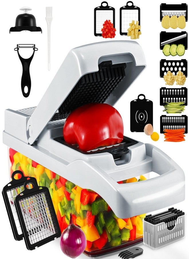FIRAWER Professional Compact Vegetable Chopper, Veggie Chopper, Chopper Vegetable Cutter, Veggie Chopper with Container, Mandoline Slicer Dicer 9 Inserts - Image 1