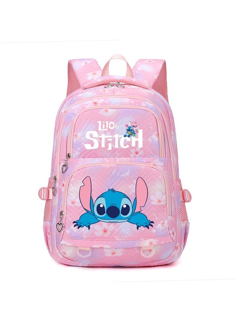 STITCH Stitch cartoon print embossed large capacity schoolbag for primary and secondary school students cute backpack light and fashionable backpack 31*43*16CM - Image 1