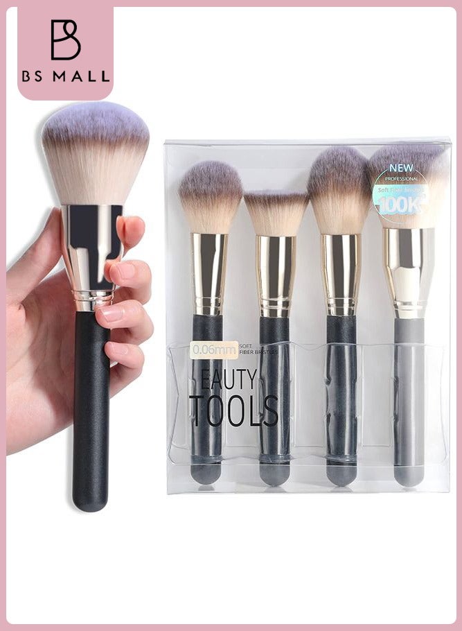 BS Mall 4 PCS Makeup Brush Set,  Premium Foundation Synthetic Powder Concealers Makeup, Brushes Big Cosmetic Brushes (Gold) - Image 2