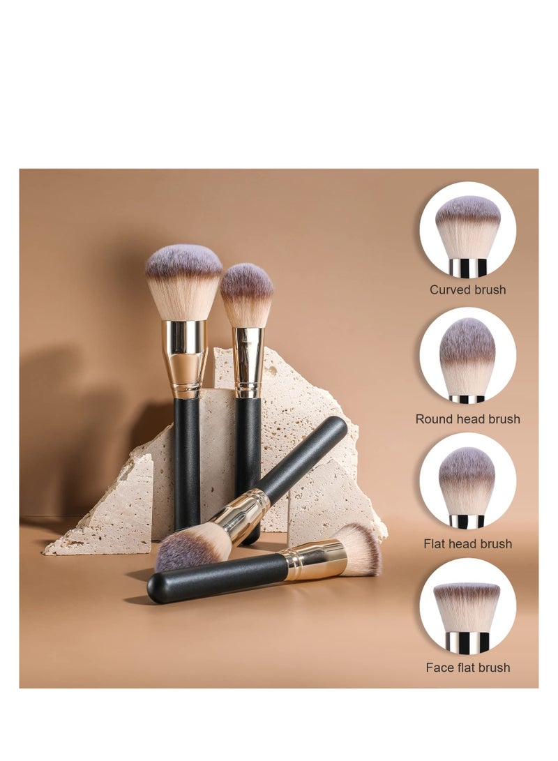 BS Mall 4 PCS Makeup Brush Set,  Premium Foundation Synthetic Powder Concealers Makeup, Brushes Big Cosmetic Brushes (Gold) - Image 3