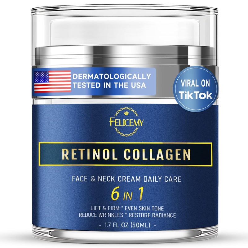 Felicemy 6-in-1 Face Cream for Men, Mens Face Moisturizer, Anti-Aging Face Cream for Men with Retinol Collagen & Hyaluronic Acid, Eye Bags & Dark Spot Remover, After Shave Lotion 1.7 Fl Oz - Image 1