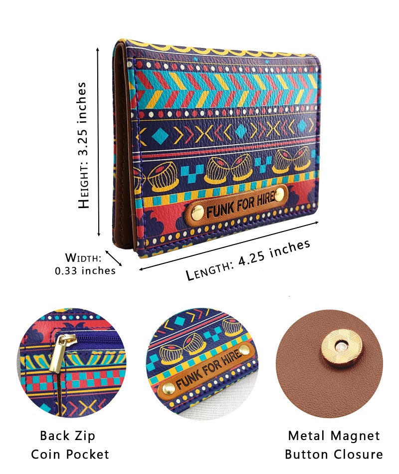 Funk For Hire Unisex Multicolor PU Leather Card Holder Wallet with Coin Pouch, 6 Card Slots, Cash Compartment – Compact Bifold Faux Leather Mini Wallet Organizer - Image 3