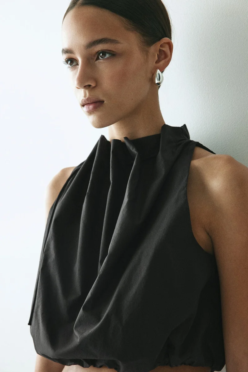 H&M Drawstring-detail poplin top