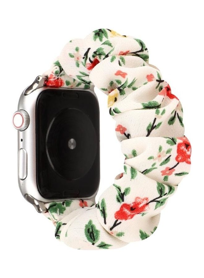 نيبمينينت سوار بديل لساعة أبل سيريز 7/6/5/4/3/2/1/SE مقاس 42/44/45 مم أحمر بنقش الزهور - Image 1