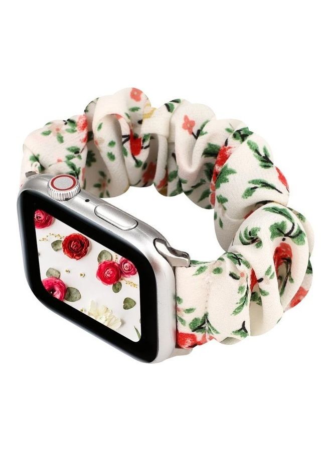 نيبمينينت سوار بديل لساعة أبل سيريز 7/6/5/4/3/2/1/SE مقاس 42/44/45 مم أحمر بنقش الزهور - Image 5
