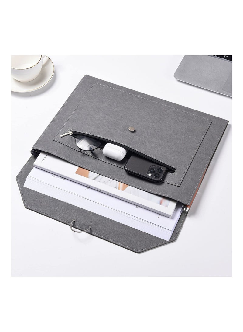 SYOSI PU Leather A4 File Folder, Document Holder, 2 Pockets Portfolio Envelope Folder Case, with Elastic String 3/4 Inch Expansion, File Organizer Filing Envelope Portfolio Case for Office Stationery - Image 4