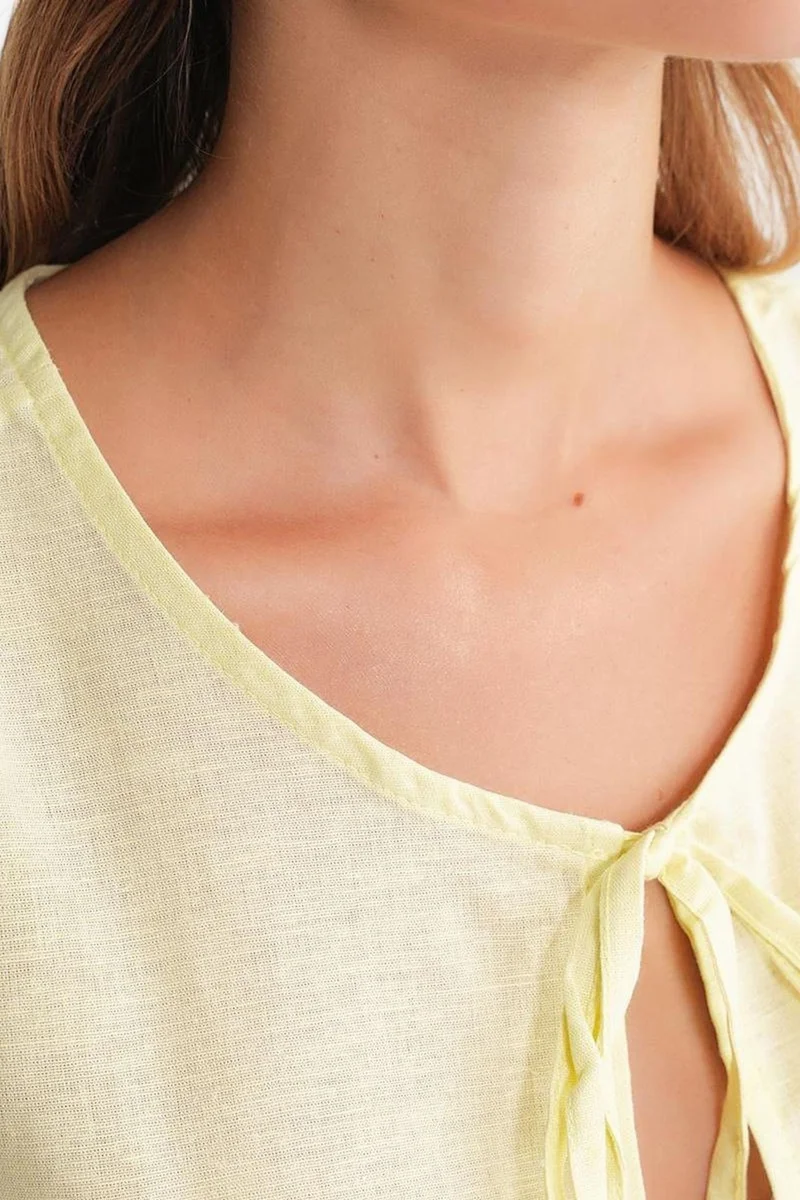 Mixray Mixray Frilly Tie Front Blouse