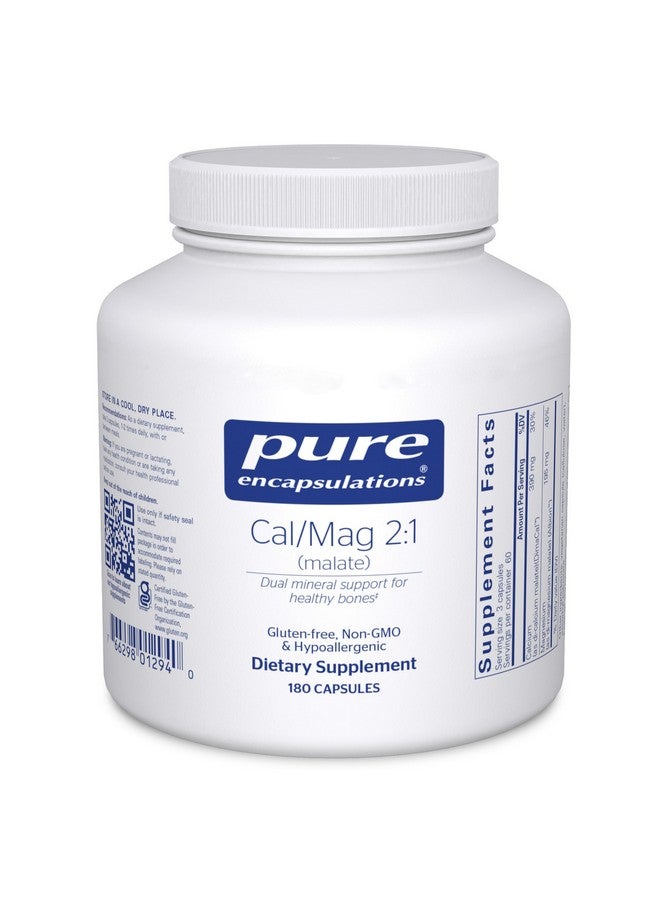 كبسولات نقية كالسيوم/ماغنسيوم (مالات) ٢:١ - كالسيوم وماغنسيوم (مالات) - مكمل غذائي لصحة العظام* - امتصاص مثالي - نباتي وخالي من الغلوتين - ١٨٠ كبسولة - Image 1