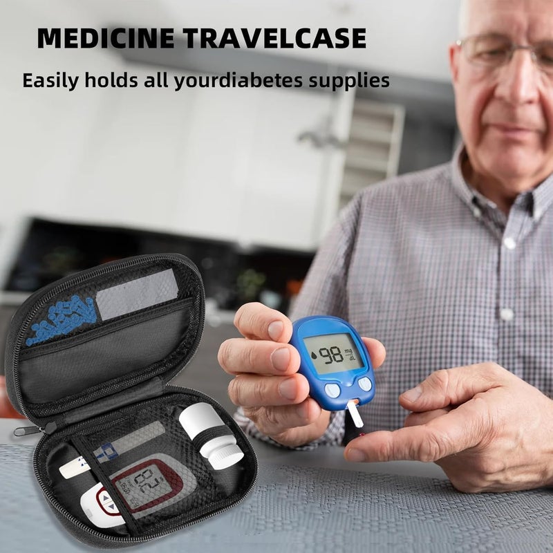 HFCOONY Diabetic Travel Case & Organizer, Portable Diabetes Testing Kit Case, Insulin Pen Travel Bag for Glucose Monitor, Glucometer, Test Strips, Needles, Medical Supplies Storage Pouch, Black - Image 5