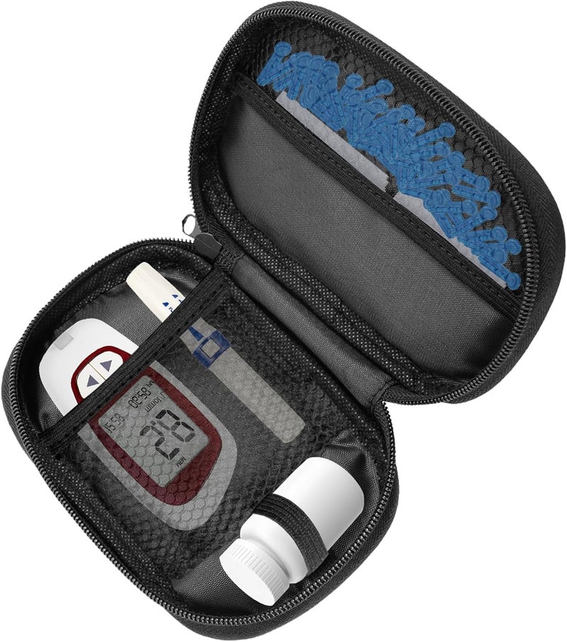 HFCOONY Diabetic Travel Case & Organizer, Portable Diabetes Testing Kit Case, Insulin Pen Travel Bag for Glucose Monitor, Glucometer, Test Strips, Needles, Medical Supplies Storage Pouch, Black - Image 1