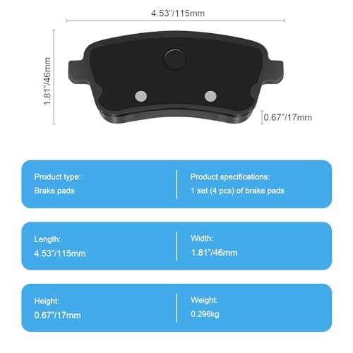 HYFTJYZ Automotive Rear Brake Pads Compatible with Mercedes-Benz CLA45 Amg/GL350/GL450/GL550/GLE300D/GLE350/GLE400/GLE43 Amg/GLE450 Amg and More,Ceramic Disc Brake Pads for Car Rear Rotor,HZ1630 - Image 3