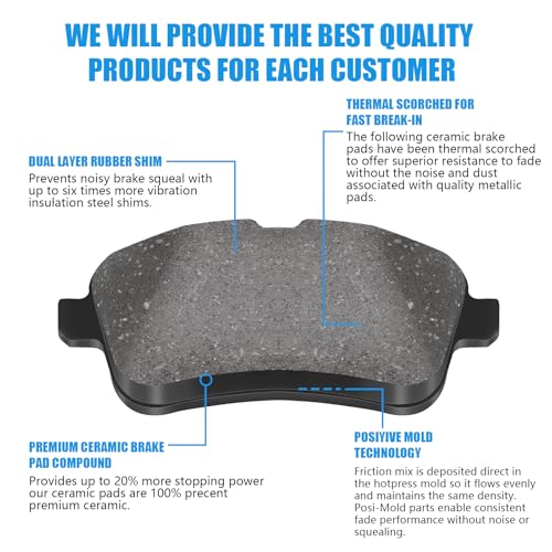 HYFTJYZ Automotive Rear Brake Pads Compatible with Mercedes-Benz CLA45 Amg/GL350/GL450/GL550/GLE300D/GLE350/GLE400/GLE43 Amg/GLE450 Amg and More,Ceramic Disc Brake Pads for Car Rear Rotor,HZ1630 - Image 2