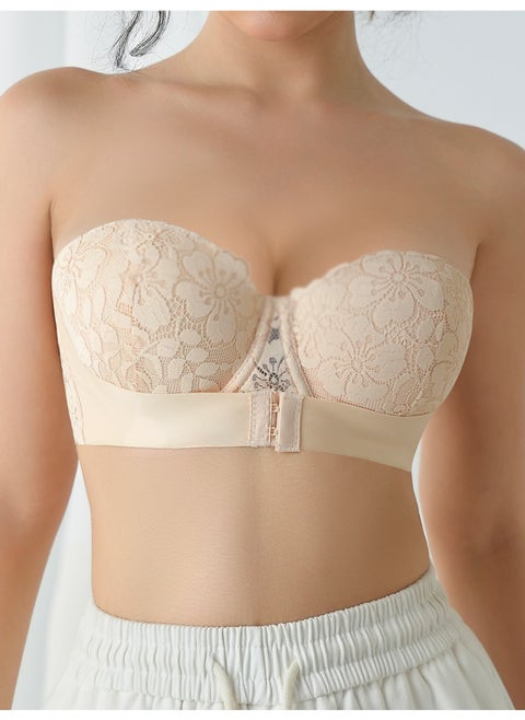 Women Strapless Bra Underwire Support Double Breasted Front Better Support for Breasts and Prevent Sagging