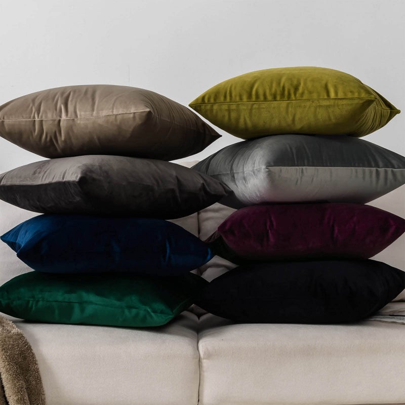 QUAFOO Eggplant Purple Decorative Velvet Throw Pillow Covers 20x20 inch Set of 2 with Zipper Luxury Soft Solid Square Cushion Covers Case for Sofa Couch Bed Living Room - Image 5