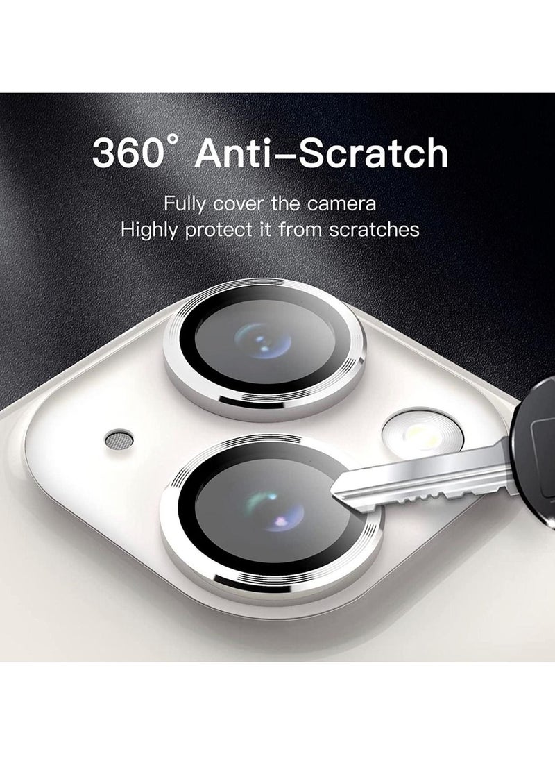Generic - Camera Protector for iPhone 13, iPhone 13 Mini Camera Lens Protector Metal Frame + Tempered Glass - Silver - Image 1