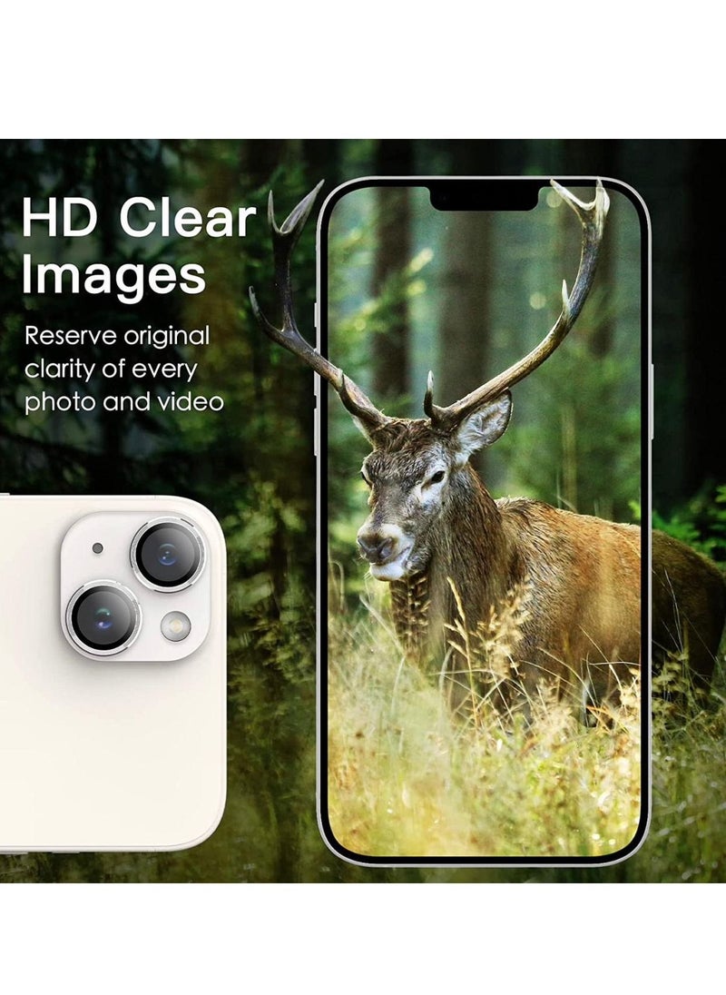 Generic - Camera Protector for iPhone 13, iPhone 13 Mini Camera Lens Protector Metal Frame + Tempered Glass - Silver - Image 1