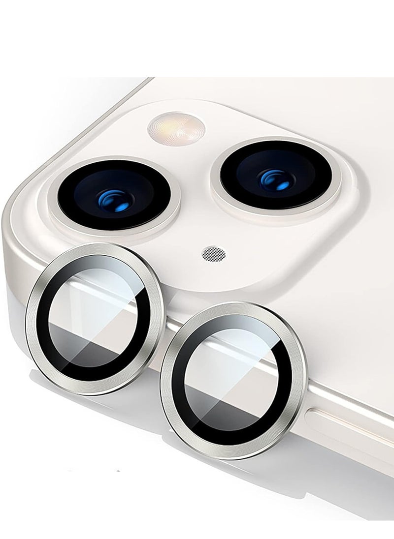 Generic - Camera Protector for iPhone 13, iPhone 13 Mini Camera Lens Protector Metal Frame + Tempered Glass - Silver - Image 1