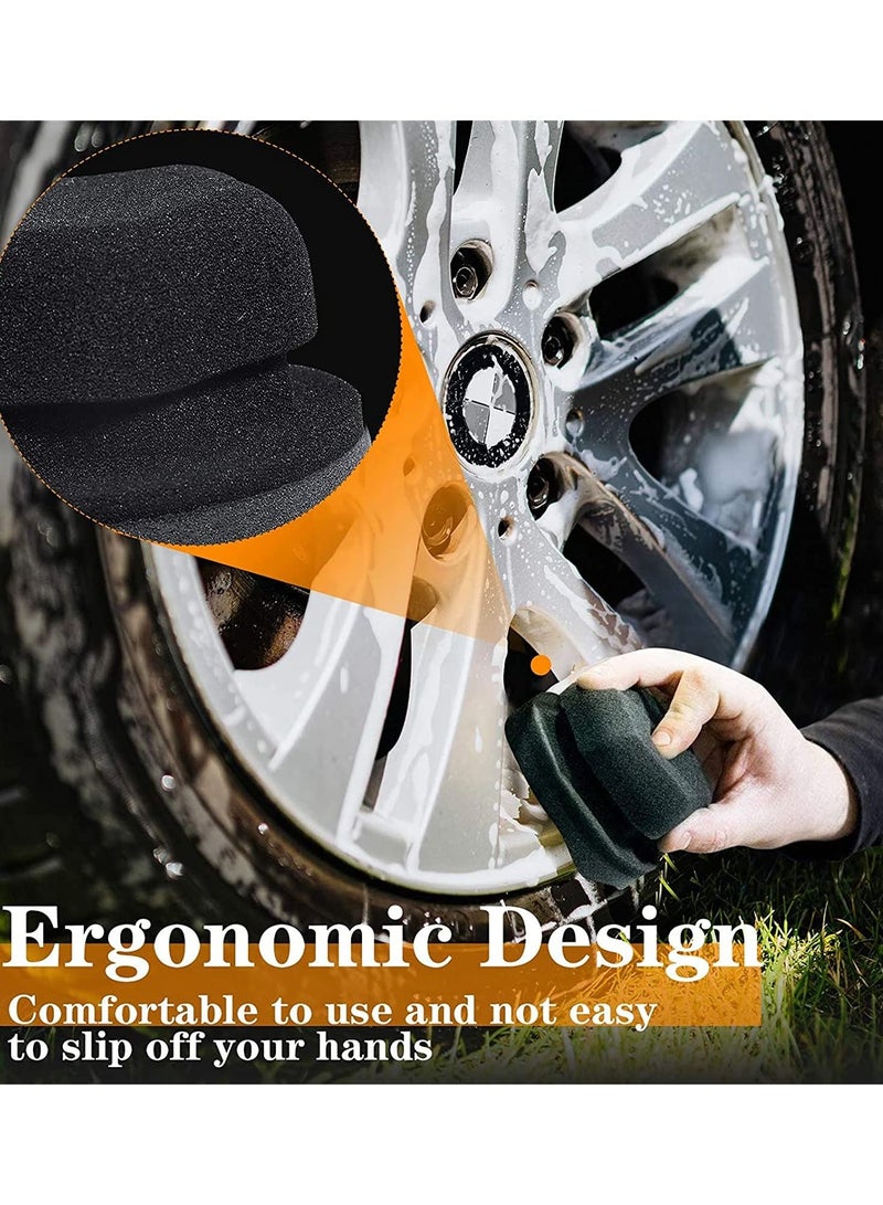 Generic 3 Pack Large Tire Shine Applicator Ergonomic Design Tire Brush Tire Dressing Applicator Pad Durable Keeps Tires Shine Reusable and Washable Perfect for Tire Detailing  - Image 2