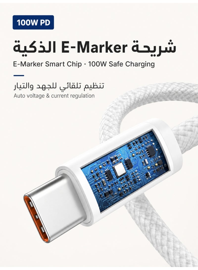 ZapLin Type C Cable 100W USB C to USB C Fast Charging Cable 1M, Nylon Braided PD Data Cord for iPhone 17/16/15 Pro Max, iPad Pro/mini, MacBook M4/M3/M2, Samsung S25/S24 Ultra, Huawei, Xiaomi, Dell Laptop - Black - Image 2
