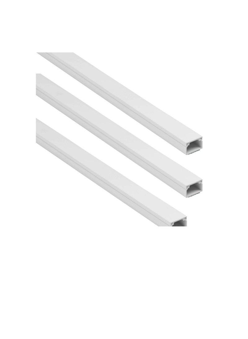 90cm Square Cable Box Self Adhesive PVC Trunking White Wall Cord Cover Cable Concealer On-Wall Wire Cover Paintable Cable Management Raceway to Hide Wires - Pack of 1 (3pcs - 16x16x900mm) - Image 3