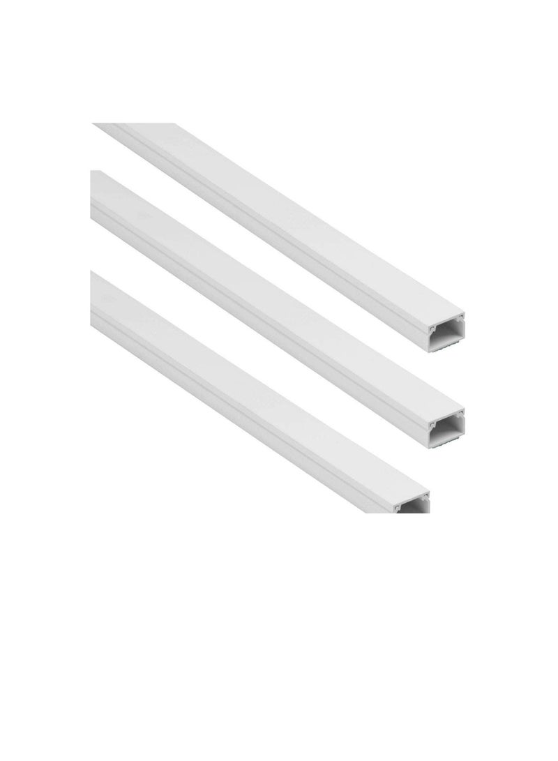 90cm Square Cable Box Self Adhesive PVC Trunking White Wall Cord Cover Cable Concealer On-Wall Wire Cover Paintable Cable Management Raceway to Hide Wires - Pack of 1 (3pcs - 16x16x900mm) - Image 2