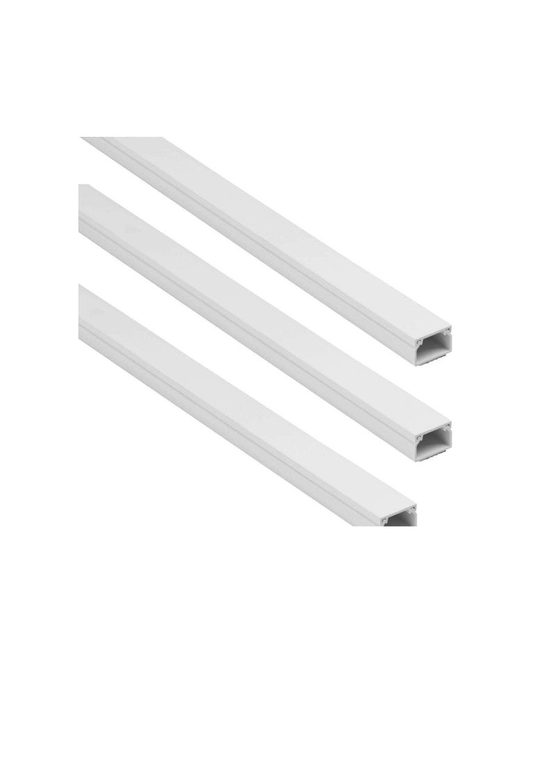 90cm Square Cable Box Self Adhesive PVC Trunking White Wall Cord Cover Cable Concealer On-Wall Wire Cover Paintable Cable Management Raceway to Hide Wires - Pack of 1 (3pcs - 16x16x900mm) - Image 1