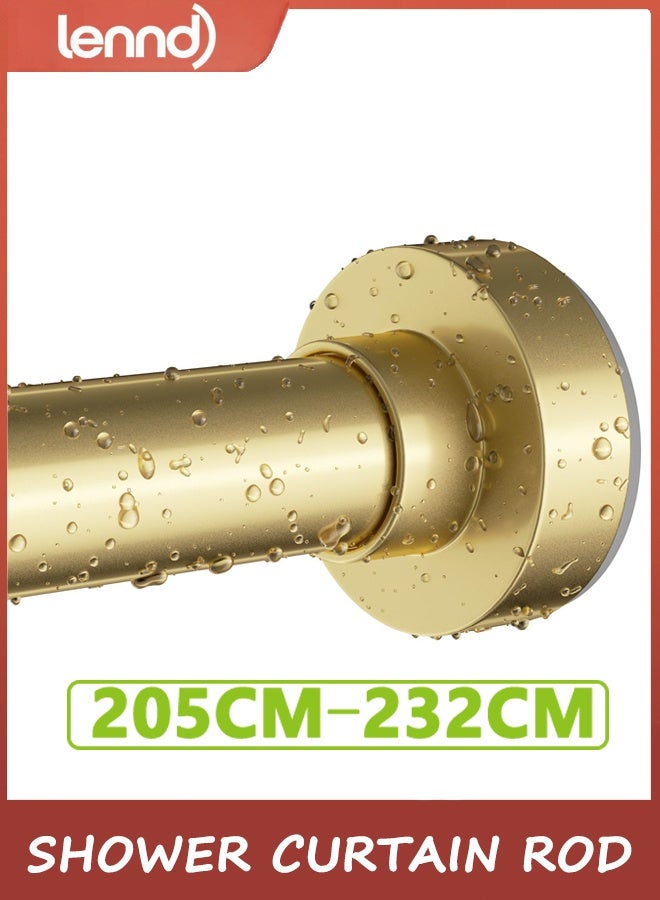 لينند قضيب ستارة دش ذهبي بطول 1 متر إلى 2.32 متر، لا يصدأ أبدًا، قضيب دش قابل للتعديل، شد زنبركي، غير قابل للانزلاق، لا يحتاج إلى حفر، قضبان دش لنافذة جارلاند الحمام - Image 1