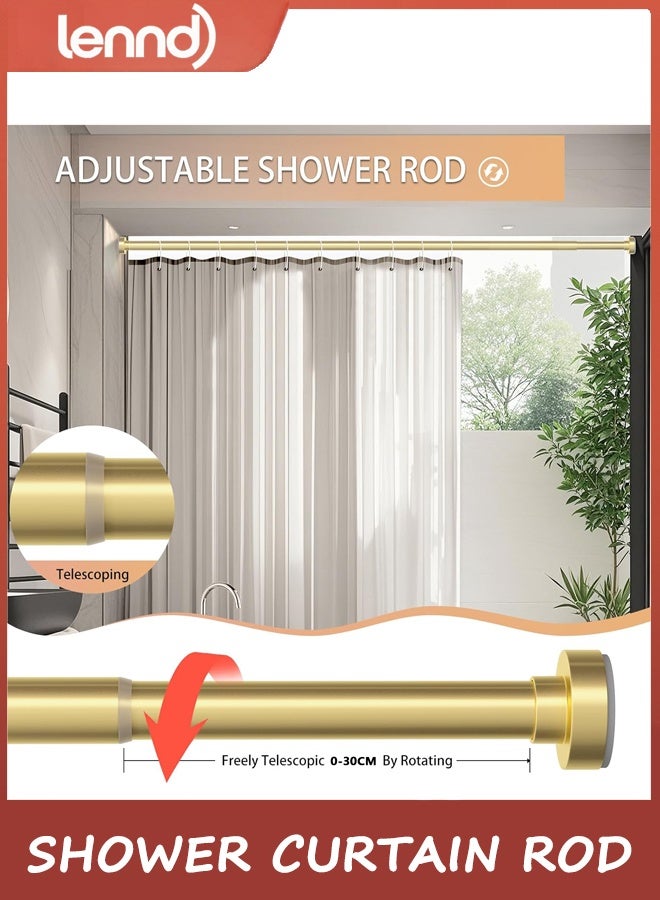 LENND Gold Shower Curtain Rod 1m-2.32m Never Rust Adjustable Shower Rod Spring Tension Non Slip No Drilling Shower Rods for Bathroom Garland Window - Image 4