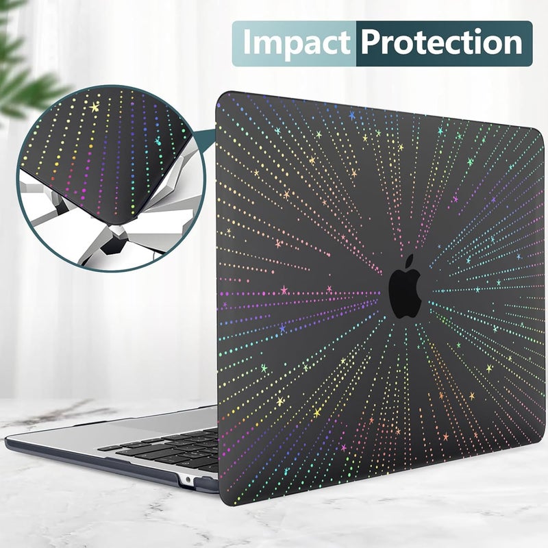 KEROM Clear Black Case for MacBook Air 13 inch 2021-2018 M1 A2337 A2179 A1932, Plastic Hard Shell Case & Keyboard Cover for MacBook Air 13.3 inch, Line - Image 3