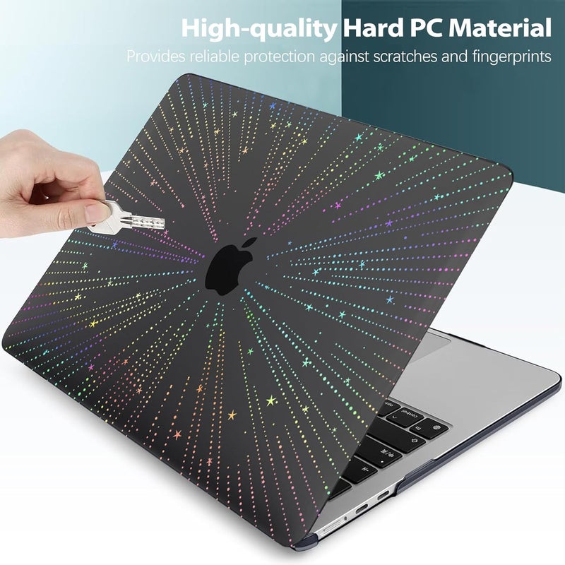 KEROM Clear Black Case for MacBook Air 13 inch 2021-2018 M1 A2337 A2179 A1932, Plastic Hard Shell Case & Keyboard Cover for MacBook Air 13.3 inch, Line - Image 2