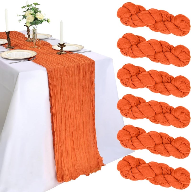 Bohemian Table Runners: Orange Sheer Gauze Fabric - Rustic Table Runners for Wedding Party Baby Shower Decor - Image 1