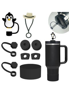 RTYY Stanley Cup Accessories Set Including 6 Pcs Silicone Spill Proof Stopper, 2 Pcs Straw Cover Cap for 9-10 mm Straws, 1 Pcs Silicone Boot for Stanley Cup Stanley 40oz & 30oz Tumbler (BLACK)  - Image 1
