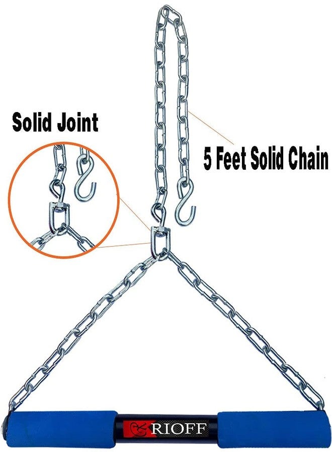 قضيب تعليق Rioff® لزيادة ارتفاع قضيب السحب لأعلى، قضيب تعليق لتمارين الذقن للاستخدام المنزلي/الصالة الرياضية للرجال والأطفال والأولاد والبالغين، مزود بسلسلة ثقيلة وقفازات رفع الأثقال (5 أقدام). - Image 3