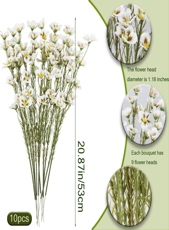 CITYES 10 Pcs Artificial Wildflowers White Fake Flower Stems 21" Silk Spring Flowers Forsythia Faux Wildflowers Floral Stems for Flower Arrangements Home Decor Indoor Outdoor Wedding Centerpieces - Image 2