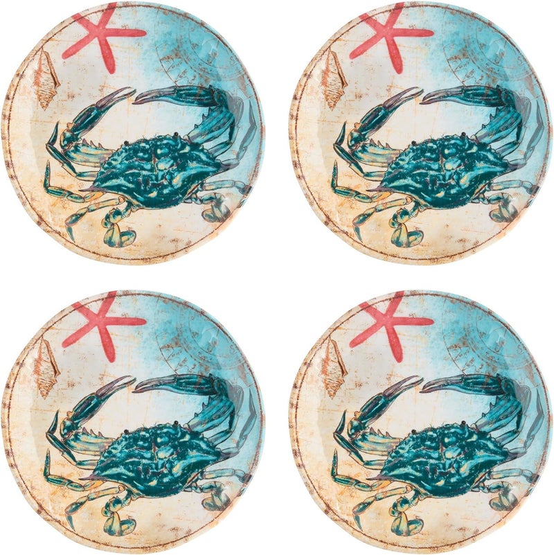 UP UPware Sea Turtle Melamine Round Dessert Plates Small Serving Plates for Appetizer Snacks and Side Dishes Multicolor 6 Inch Set of 4 - Image 1