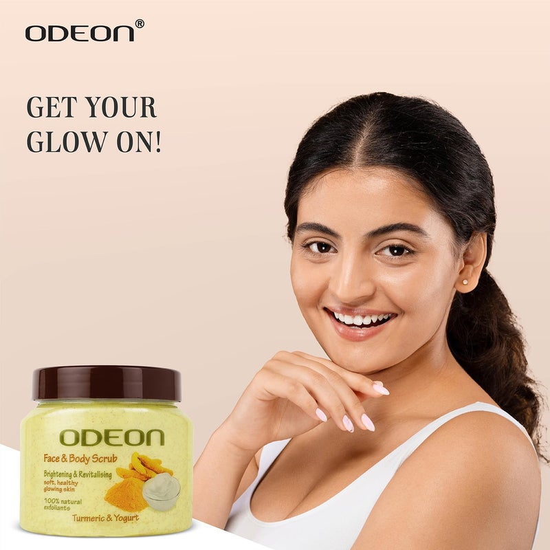 ODEON Turmeric Yogurt Body Scrub 300ml Face Scrub for Acne Prone Skin Gentle Exfoliating Scrub Reduce Dark Spots Face Scrub for Natural Skin Brightness Revitalization - Image 2