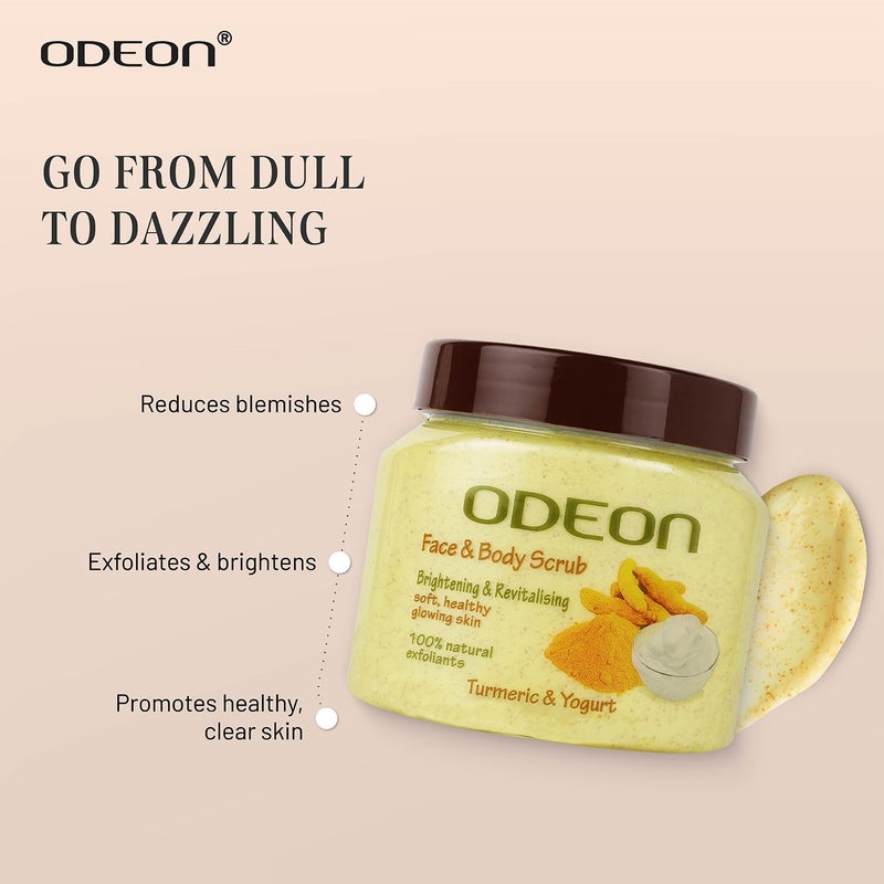 ODEON Turmeric Yogurt Body Scrub 300ml Face Scrub for Acne Prone Skin Gentle Exfoliating Scrub Reduce Dark Spots Face Scrub for Natural Skin Brightness Revitalization - Image 3