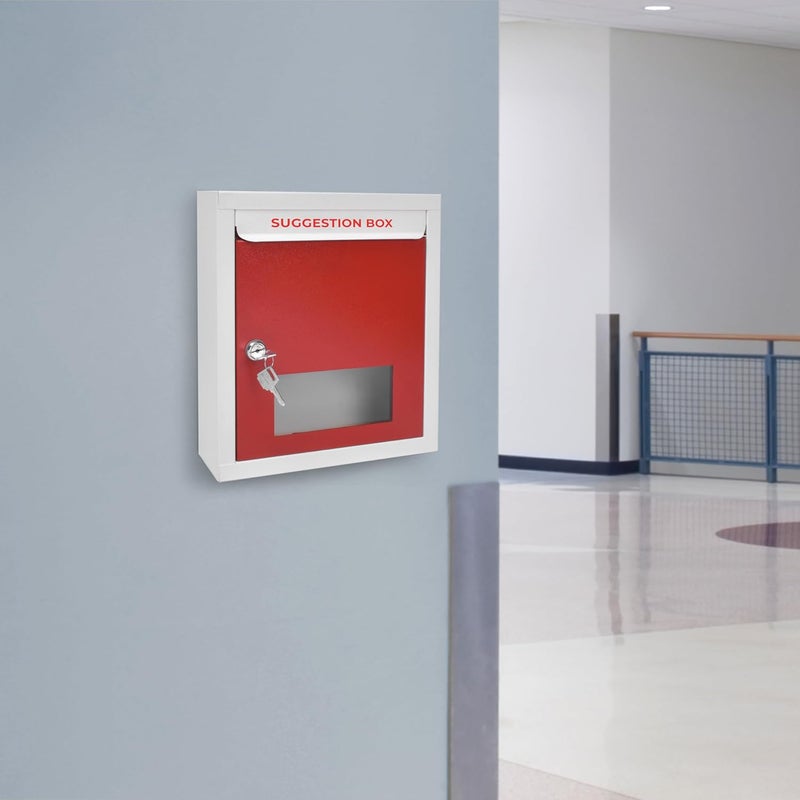 PLANET All in 1 Multipurpose Letter Box/Suggestion Box/Complaint Box/Donation Box with Lock Tabletop or Wall Mount – Pack of 1 (Red & Ivory) - Image 2