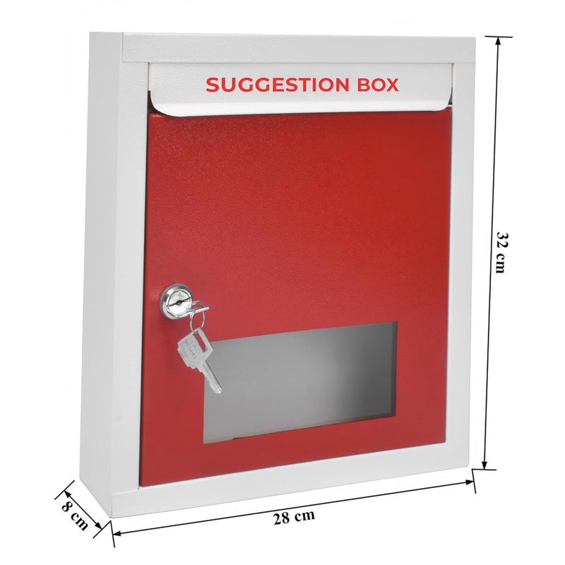 PLANET All in 1 Multipurpose Letter Box/Suggestion Box/Complaint Box/Donation Box with Lock Tabletop or Wall Mount – Pack of 1 (Red & Ivory) - Image 3