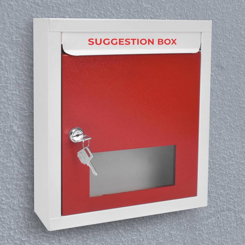 PLANET All in 1 Multipurpose Letter Box/Suggestion Box/Complaint Box/Donation Box with Lock Tabletop or Wall Mount – Pack of 1 (Red & Ivory) - Image 1